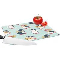 KitchenYeah Glazen Snijplank - 28x20 - Kinderen - Pinguïn - Schaatsen - Winter - Patronen - Snijplanken Glas