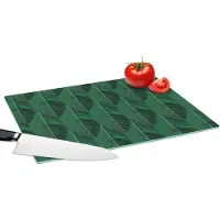KitchenYeah Glazen Snijplank - 39x28 - Patronen - Bladeren - Groen - Snijplanken Glas