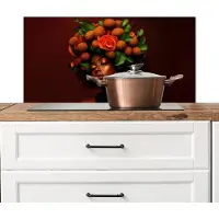 KitchenYeah Spatscherm keuken 90x45 cm - Kookplaat achterwand Vrouw - lychee - exotisch - Muurbeschermer - Spatwand fornuis - Hoogwaardig aluminium
