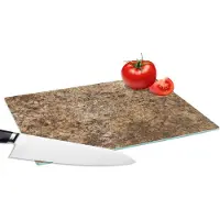 KitchenYeah Glazen Snijplank - 28x20 - Graniet - Design - Structuur - Steen - Bruin - Snijplanken Glas