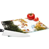 KitchenYeah Glazen Snijplank - 28x20 - Herfst - Bladeren - Natuur - Snijplanken Glas