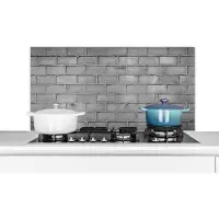 KitchenYeah Spatscherm keuken 100x50 cm - Kookplaat achterwand Stenen - Abstract - Grijs - Muur - Cement - Muurbeschermer - Spatwand fornuis - Hoogwaardig aluminium