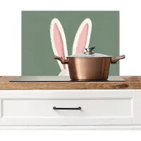 KitchenYeah Spatscherm keuken 60x40 cm - Kookplaat achterwand Hazen - Oren - Roze - Muurbeschermer - Spatwand fornuis - Hoogwaardig aluminium