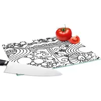 KitchenYeah Glazen Snijplank - 28x20 - Patronen - Abstract - Line Art - Zwart Wit - Snijplanken Glas