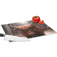 KitchenYeah Glazen Snijplank - 39x28 - Schotse hooglander - Dieren - Bos - Snijplanken Glas