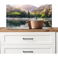 KitchenYeah Spatscherm keuken 90x45 cm - Kookplaat achterwand - Natuur landschap - Meer bergen - Muurbeschermer hittebestendig - Spatwand fornuis - Hoogwaardig aluminium - Wanddecoratie landelijk industrieel