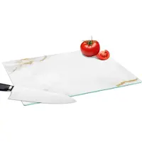 KitchenYeah Glazen Snijplank - 39x28 - Marmer - Goud - Wit - Luxe - Snijplanken Glas