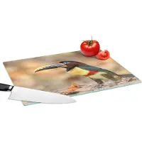 KitchenYeah Glazen Snijplank - 39x28 - Vogel - Toekan - Veren - Natuur - Snijplanken Glas
