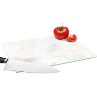 KitchenYeah Glazen Snijplank - 28x20 - Marmer - Wit - Lijn - Snijplanken Glas