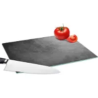 KitchenYeah Glazen Snijplank - 28x20 - Leer - Lederlook - Bruin - Licht - Snijplanken Glas