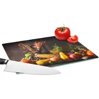 KitchenYeah Glazen Snijplank - 28x20 - Groente - Fruit - Rustiek - Tafel - Snijplanken Glas