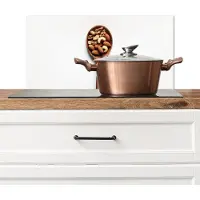 KitchenYeah Spatscherm keuken 60x30 cm - Kookplaat achterwand Noten - Wit - Hout - Muurbeschermer - Spatwand fornuis - Hoogwaardig aluminium