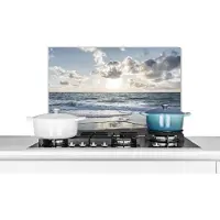 KitchenYeah Spatscherm keuken 60x40 cm - Kookplaat achterwand Zee - Wolken - Duitsland - Muurbeschermer - Spatwand fornuis - Hoogwaardig aluminium