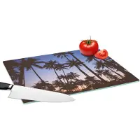 KitchenYeah Glazen Snijplank - 39x28 - Palmboom - Tropisch - Zomer - Lucht - Snijplanken Glas