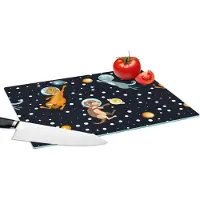 KitchenYeah Glazen Snijplank - 39x28 - Planeten - Hond - Patroon - Snijplanken Glas