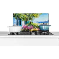 KitchenYeah Spatscherm keuken 70x30 cm - Kookplaat achterwand Schilderij - Planten - Bloemen - Huis - Olieverf - Muurbeschermer - Spatwand fornuis - Hoogwaardig aluminium