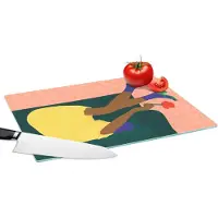 KitchenYeah Glazen Snijplank - 39x28 - Vrouw - Bloemen - Retro - Snijplanken Glas