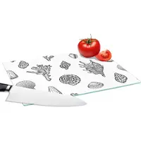 KitchenYeah Glazen Snijplank - 28x20 - Schelpen - Zee - Zomer - Patronen - Koraal - Snijplanken Glas