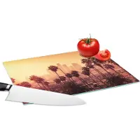 KitchenYeah Glazen Snijplank - 28x20 - Palmboom - Skyline - Zonsondergang - Architectuur - Snijplanken Glas