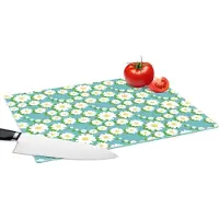 KitchenYeah Glazen Snijplank - 39x28 - Bloemen - Patroon - Madelief - Snijplanken Glas