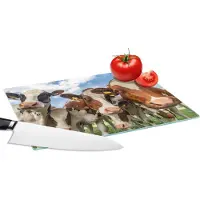 KitchenYeah Glazen Snijplank - 28x20 - Koeien - Dieren - Weiland - Natuur - Snijplanken Glas