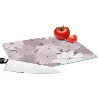 KitchenYeah Glazen Snijplank - 28x20 - Patroon - Bloemen - Minimalisme - Snijplanken Glas