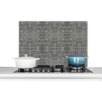 KitchenYeah Muurbeschermer - Grijs - Leer - Dierenprint - Dier - Keuken - 90x60 cm - Spatscherm achterwand keuken - Spatscherm