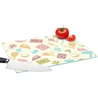 KitchenYeah Glazen Snijplank - 39x28 - Patronen - Huishouden - Elektronica - Retro - Snijplanken Glas