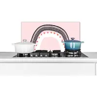 KitchenYeah Spatscherm keuken 70x30 cm - Kookplaat achterwand Regenboog - Minimalisme - Roze - Muurbeschermer - Spatwand fornuis - Hoogwaardig aluminium
