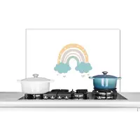 KitchenYeah Spatscherm keuken 80x55 cm - Kookplaat achterwand Regenboog - Hartjes - Wolken - Stippen - Pastel - Kinderen - Muurbeschermer - Spatwand fornuis - Hoogwaardig aluminium