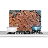 KitchenYeah Spatscherm keuken 90x60 cm - Kookplaat achterwand Diamantplaat - Beton print - Roest print - Vintage - Muurbeschermer - Spatwand fornuis - Hoogwaardig aluminium
