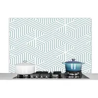 KitchenYeah Spatscherm - Achterwand keuken - Design - Groen - Abstract - Lijn - Spatwand - 120x80 cm - Inductie beschermer