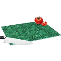 KitchenYeah Glazen Snijplank - 39x28 - Groen - Patroon - Zomer - Snijplanken Glas