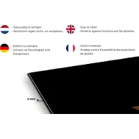 KitchenYeah Spatscherm keuken 120x80 cm - Kookplaat achterwand Bloemen - Botanisch - Zwart - Zonnebloem - Muurbeschermer - Spatwand fornuis - Hoogwaardig aluminium