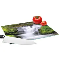 KitchenYeah Glazen Snijplank - 28x20 - Water - Natuur - Waterval - Snijplanken Glas