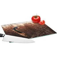 KitchenYeah Glazen Snijplank - 28x20 - Vogel - Uil - Zonsondergang - Natuur - Snijplanken Glas