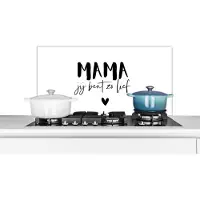 KitchenYeah Spatscherm keuken 90x45 cm - Kookplaat achterwand Spreuken - Mama jij bent zo lief - Moeder - Quotes - Muurbeschermer - Spatwand fornuis - Hoogwaardig aluminium