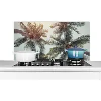 KitchenYeah Spatscherm keuken 100x50 cm - Kookplaat achterwand Palmboom - Zomer - Tropisch - Muurbeschermer - Spatwand fornuis - Hoogwaardig aluminium