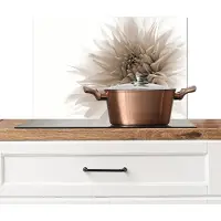 KitchenYeah Spatscherm keuken 60x40 cm - Kookplaat achterwand Bloemen - Wit - Natuur - Botanisch - Muurbeschermer - Spatwand fornuis - Hoogwaardig aluminium
