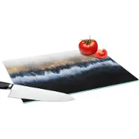 KitchenYeah Glazen Snijplank - 39x28 - Abstract - Goud - Luxe - Blauw - Snijplanken Glas