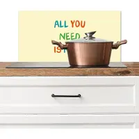 KitchenYeah Spatscherm keuken 60x30 cm - Kookplaat achterwand Hartje - Moeder - Tekst - Kleurrijk - Muurbeschermer - Spatwand fornuis - Hoogwaardig aluminium