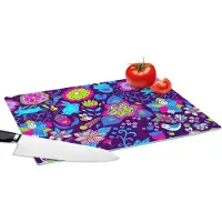 KitchenYeah Glazen Snijplank - 39x28 - Meisjes - Konijn - Roze - Patronen - Girl - Kids - Kinderen - Snijplanken Glas