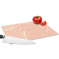 KitchenYeah Glazen Snijplank - 28x20 - Marmer - Roze - Lijn - Snijplanken Glas