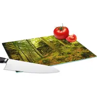 KitchenYeah Glazen Snijplank - 28x20 - Bomen - Steen - Bos - Natuur - Planten - Snijplanken Glas