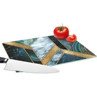 KitchenYeah Glazen Snijplank - 28x20 - Marmer - Mozaïek - Goud - Snijplanken Glas
