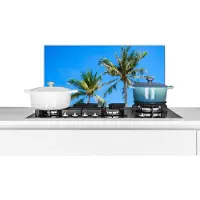 KitchenYeah Spatscherm keuken 60x30 cm - Kookplaat achterwand Palm - Zomer - Tropisch - Muurbeschermer - Spatwand fornuis - Hoogwaardig aluminium