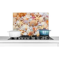 KitchenYeah Spatscherm - Spatwand - Schelp - Parels - Zeesterren - Achterwand keuken - Keuken decoratie - Muurbeschermer - 60x40 cm