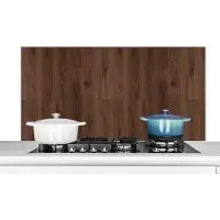 KitchenYeah Spatscherm keuken 120x60 cm - Kookplaat achterwand Bruin - Patronen - Hout - Muurbeschermer - Spatwand fornuis - Hoogwaardig aluminium