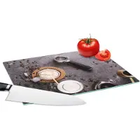 KitchenYeah Glazen Snijplank - 28x20 - Melk - Koffiebonen - Keuken - Koffiefilter - Snijplanken Glas