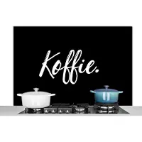 KitchenYeah Spatscherm keuken 120x80 cm - Kookplaat achterwand Koffie - Spreuken - Caffeine - Quotes - Muurbeschermer - Spatwand fornuis - Hoogwaardig aluminium